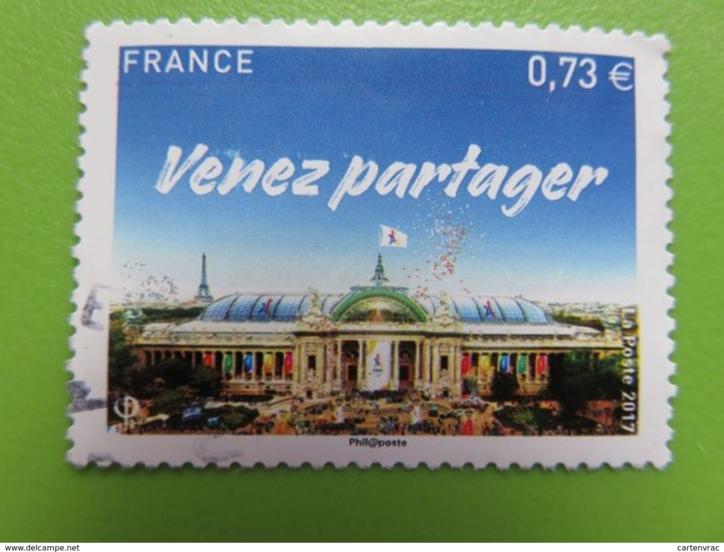 Timbre France YT 5144 - Paris 2024 - Grand Palais Et Mention "Venez Partager" - 2017 - 2010-.. Matasellados