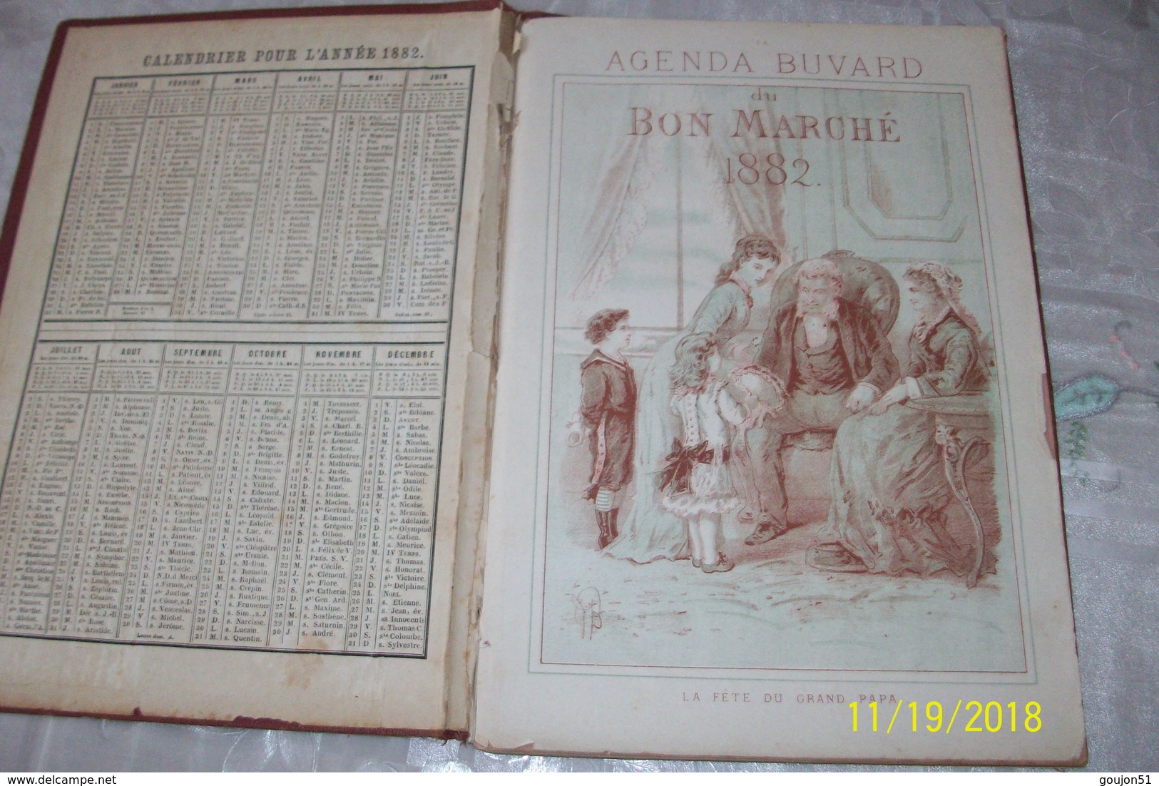 Agenda-Buvard Du Bon Marché 1882 (pages Déchirées Dos A Recoller Voir Scan) - Autres & Non Classés