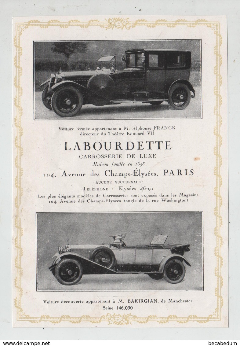 Publicité 1924 Labourdette Paris Anatole France Bakirgian - Publicités