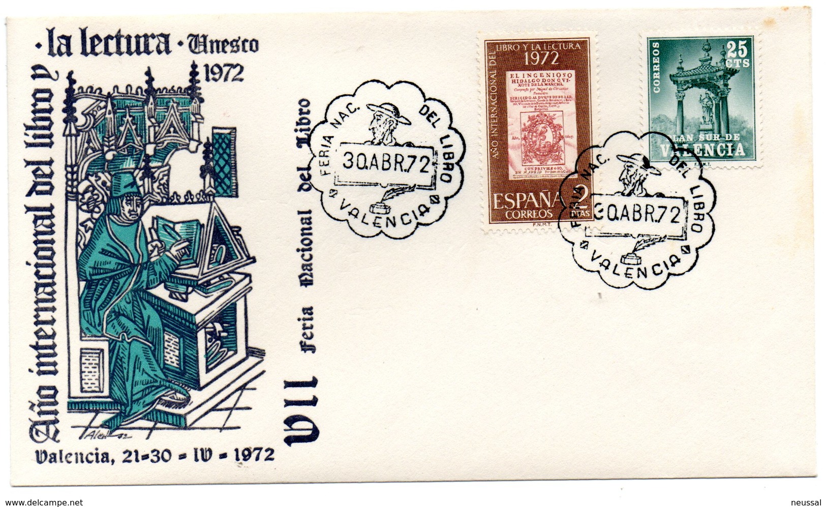 Carta Con Matasellos Commemorativo Feria Nacional Del Libro De 1972 Valencia - Cartas & Documentos