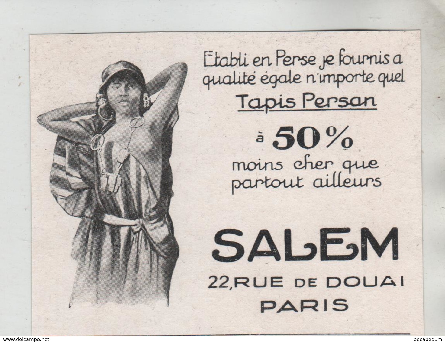 Publicité 1924 Tapis Persan Paris Salem Perse - Werbung