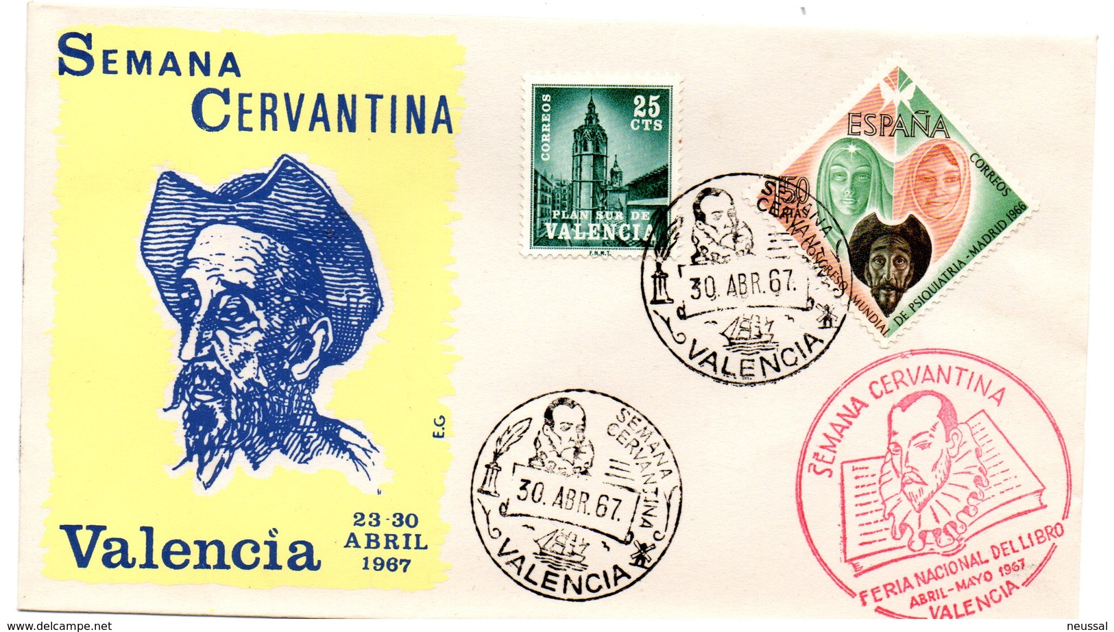 Carta  Con Matasellos Commemorativo Semana Cervantina De 1967 Editorial E.G - Cartas & Documentos