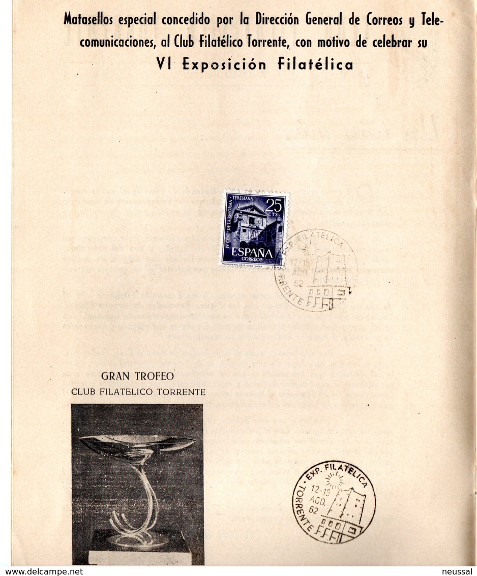 Librito Con Matasellos Commemorativo Exposicion Filatelica De Torrente De 1962 - Otros & Sin Clasificación