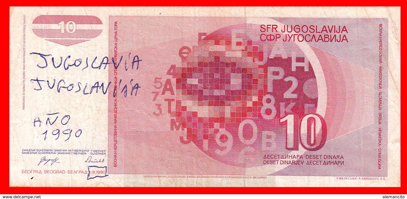 BILLETE YUGOSLAVIA. 10 DINARES. 1990. - Jugoslawien