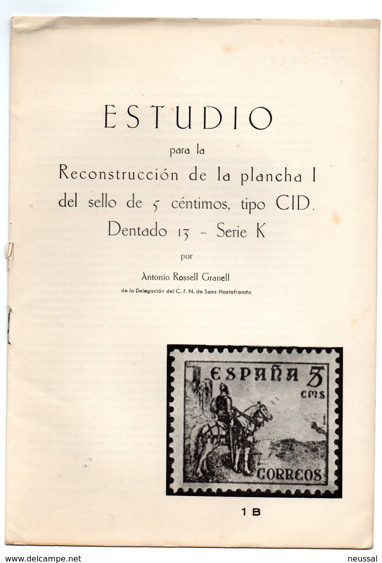 Librito Estudio Para La Reconstruccion De La Plancha ! Del Sello De 5 Centimos Tipo Cid. - Otros & Sin Clasificación