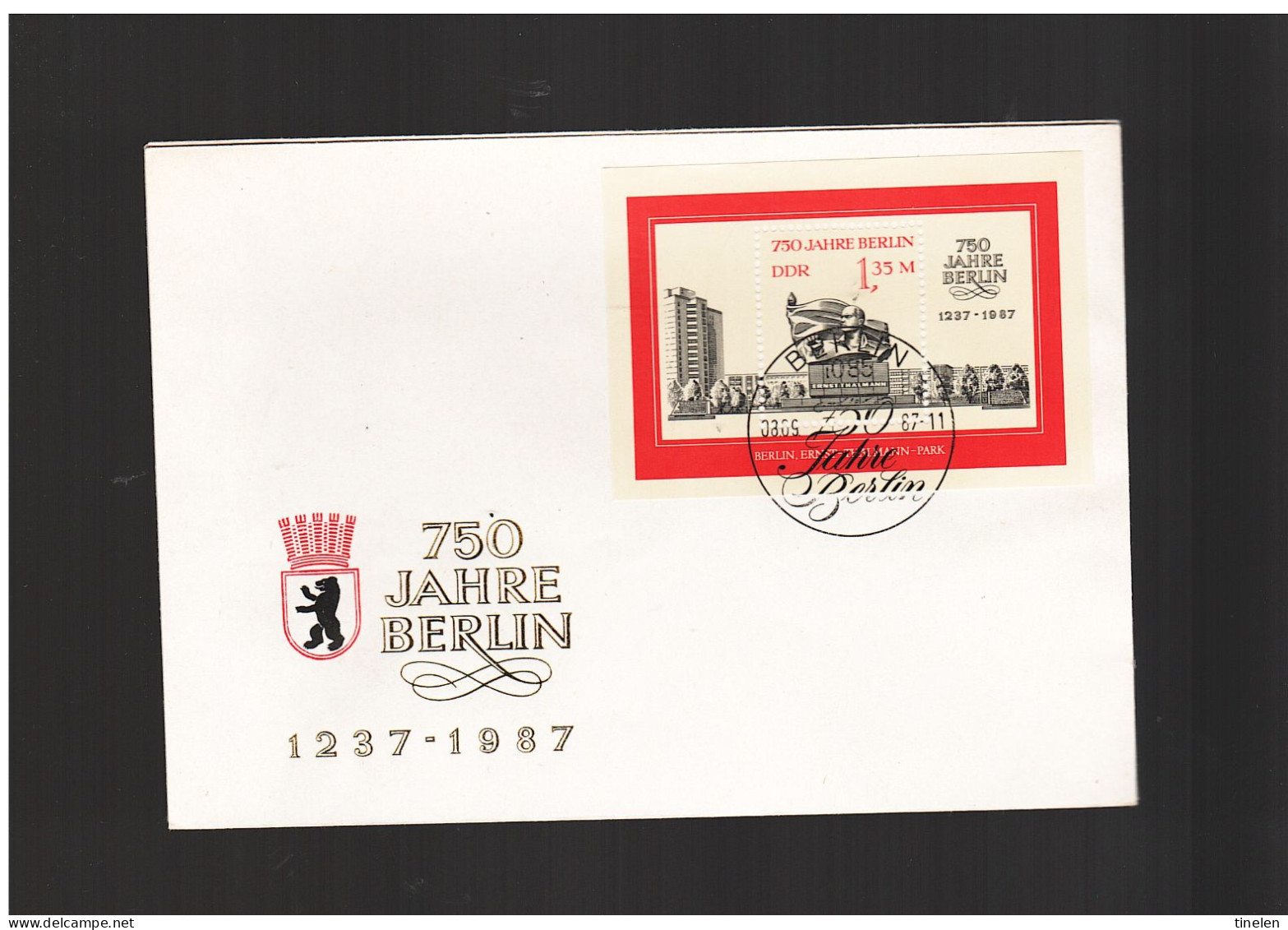 DDR- 8 9 1987  FDC BLOCKAUSGABE 750° ANNIVERSARIO BERLINO / BERLIN - 1981-1990