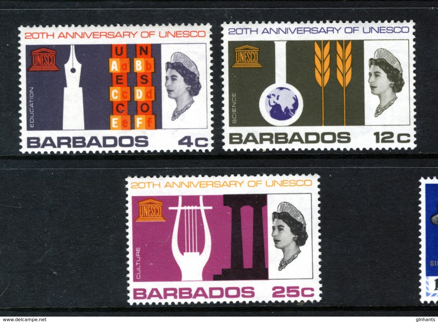 BARBADOS - 1967 UNESCO ANNIVERSARY SET (3V) FINE MNH ** SG 360-362 - UNESCO