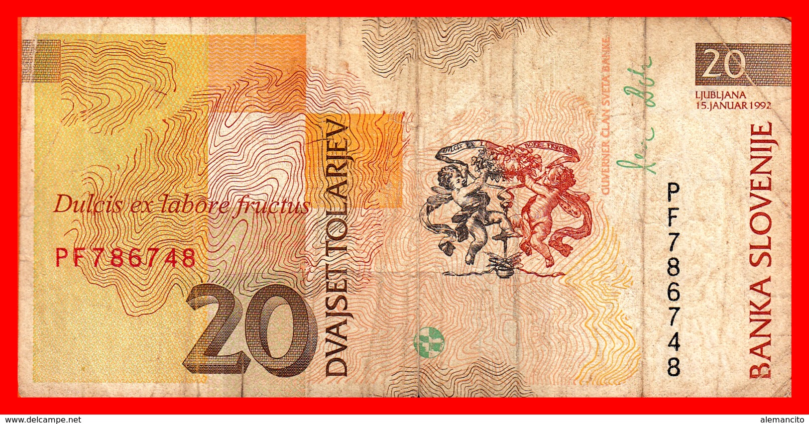 BILLETE ESLOVENIA. 20 TOLAR. 1993. - Jugoslavia