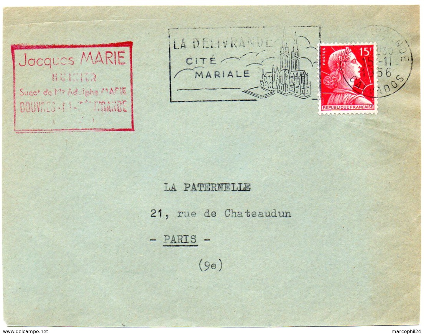 CALVADOS - Dépt N° 14 = LA DELIVRANDE 1956 = FLAMME  SECAP Illustrée D'une EGLISE ' CITE MARIALE' - Mechanical Postmarks (Advertisement)