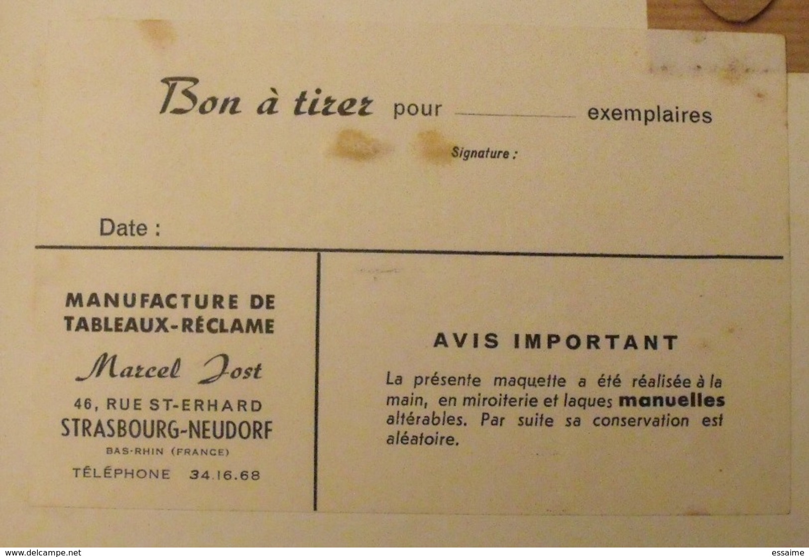 Liqueur Prunelle Du Velay. Maquette Originale D'un Panneau Publicitaire Marcel Jost Vers 1950-60 - Plaques En Carton