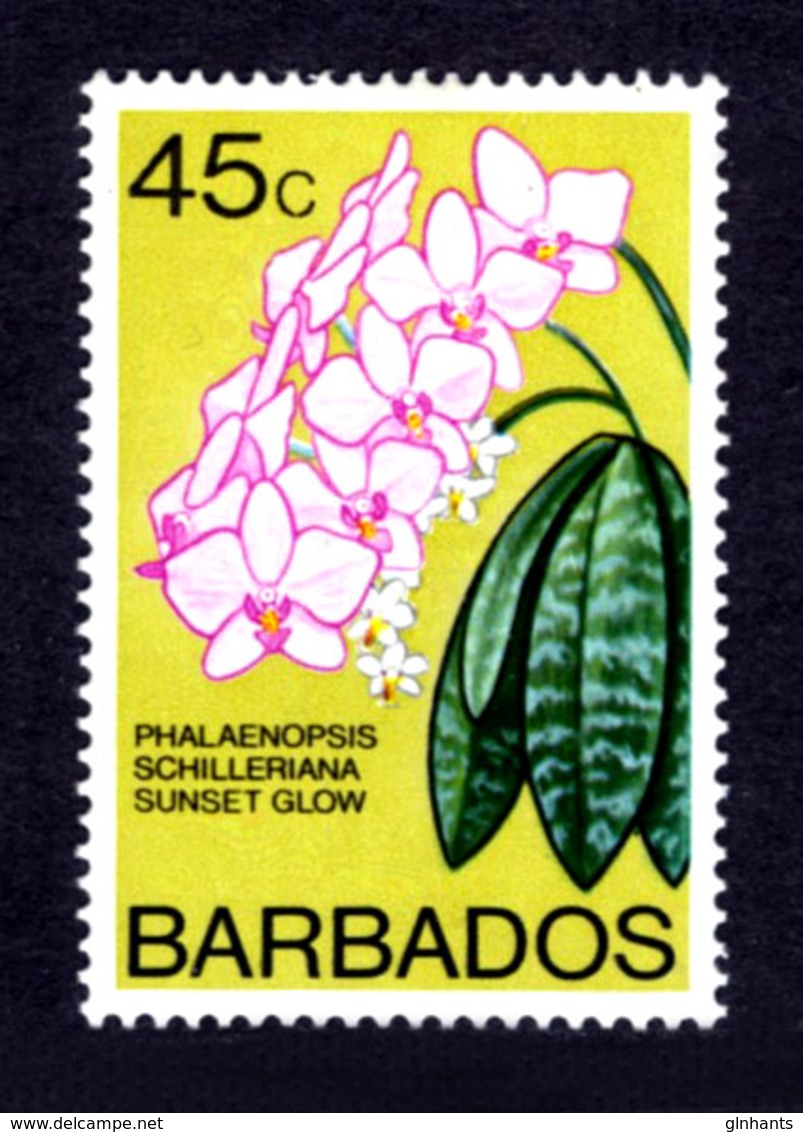 BARBADOS - 1977 SUNSET GLOW FLOWER WMK W12 S/W FINE MNH ** SG 495b - Barbados (1966-...)