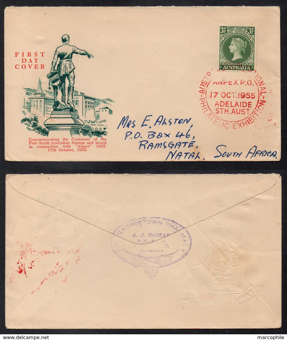 AUSTRALIE - AUSTRALIA - ADELAIDE / 1955 ENVELOPPE FDC POUR L AFRIQUE DU SUD (ref LE2834) - Lettres & Documents