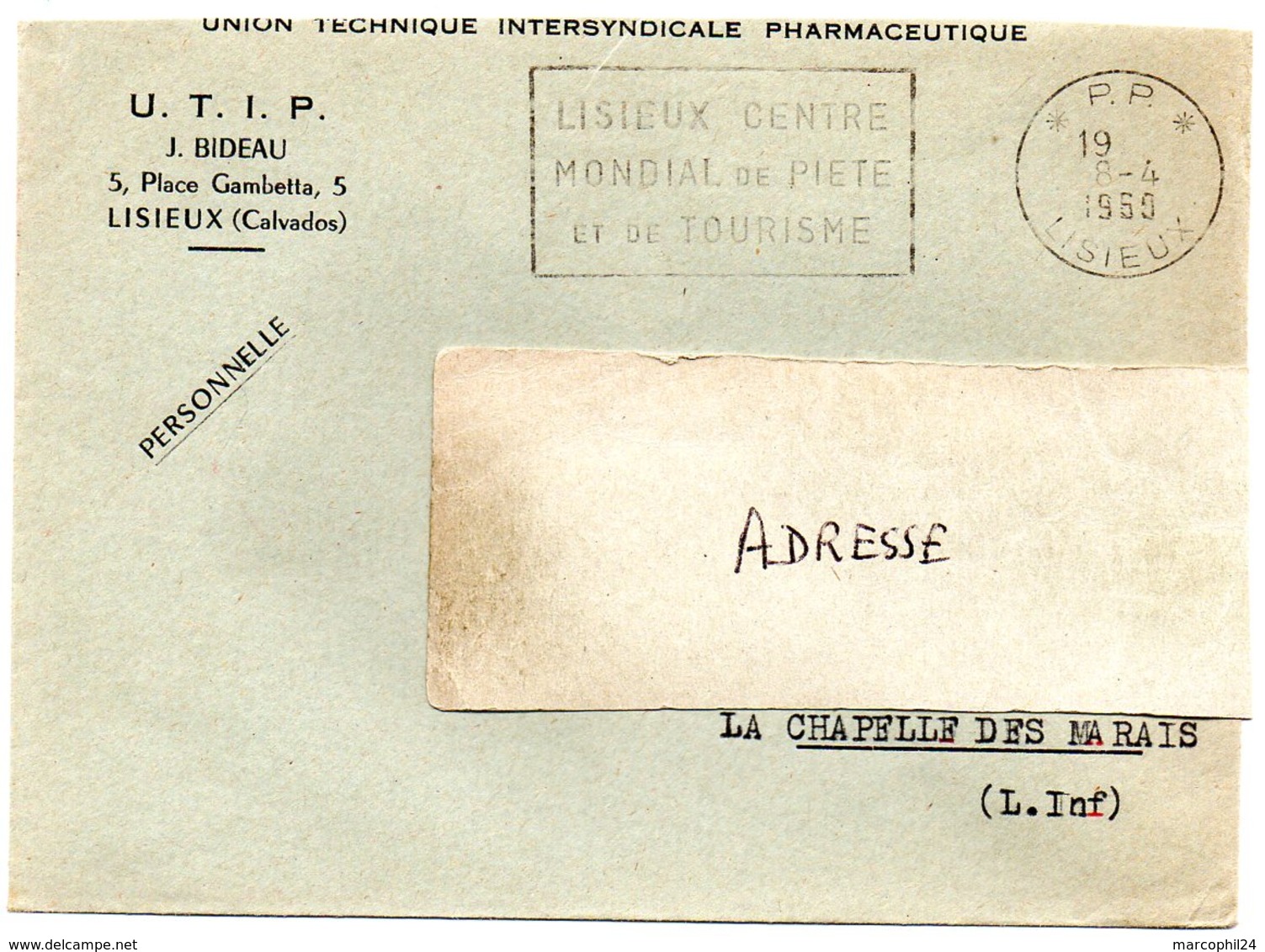 CALVADOS - Dépt N° 14 = LISIEUX 1960 = FLAMME PP Non Codée = SECAP  '  CENTRE MONDIAL De PIETE + TOURISME   ' - Mechanical Postmarks (Advertisement)