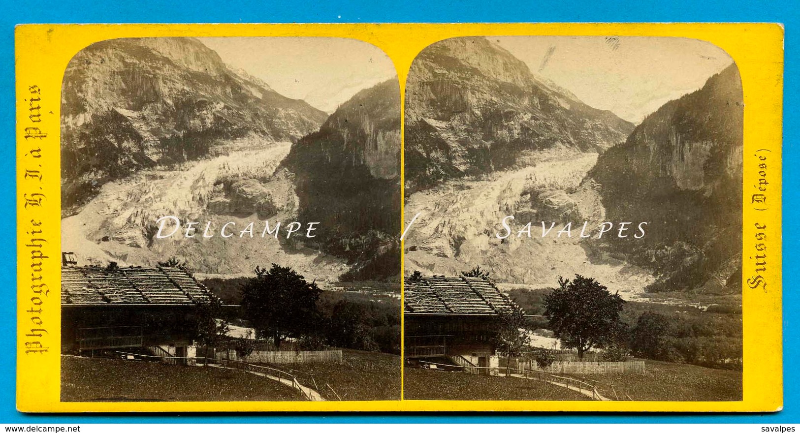 Suisse Oberland Bernois - Glacier De Grindelwald Vers 1868 - Photo Stéréoscopique H. Jouvin - Stereo-Photographie