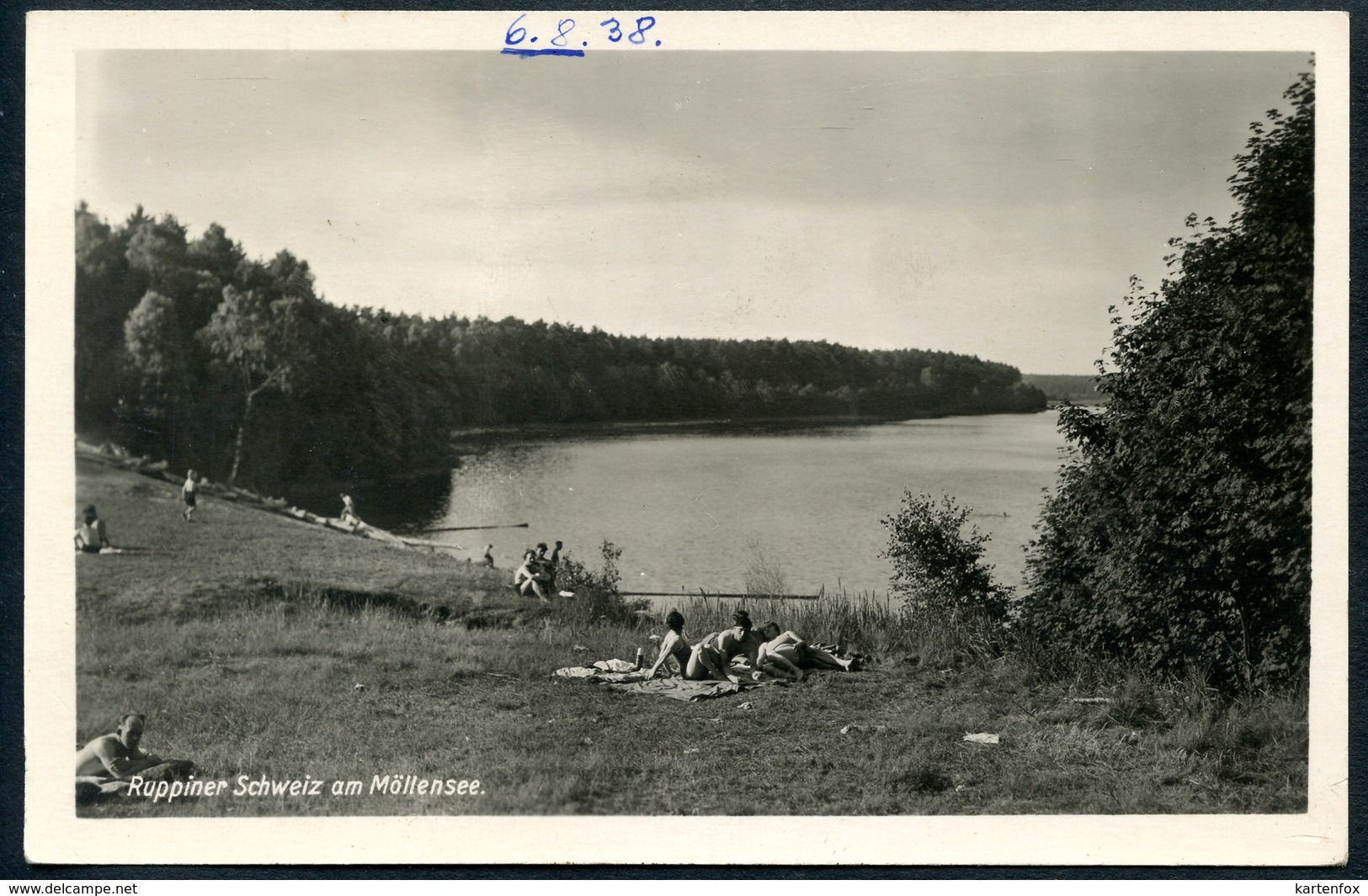 AK Ruppiner Schweiz,  6.8.1938, Möllensee, Grünheide - Grünheide