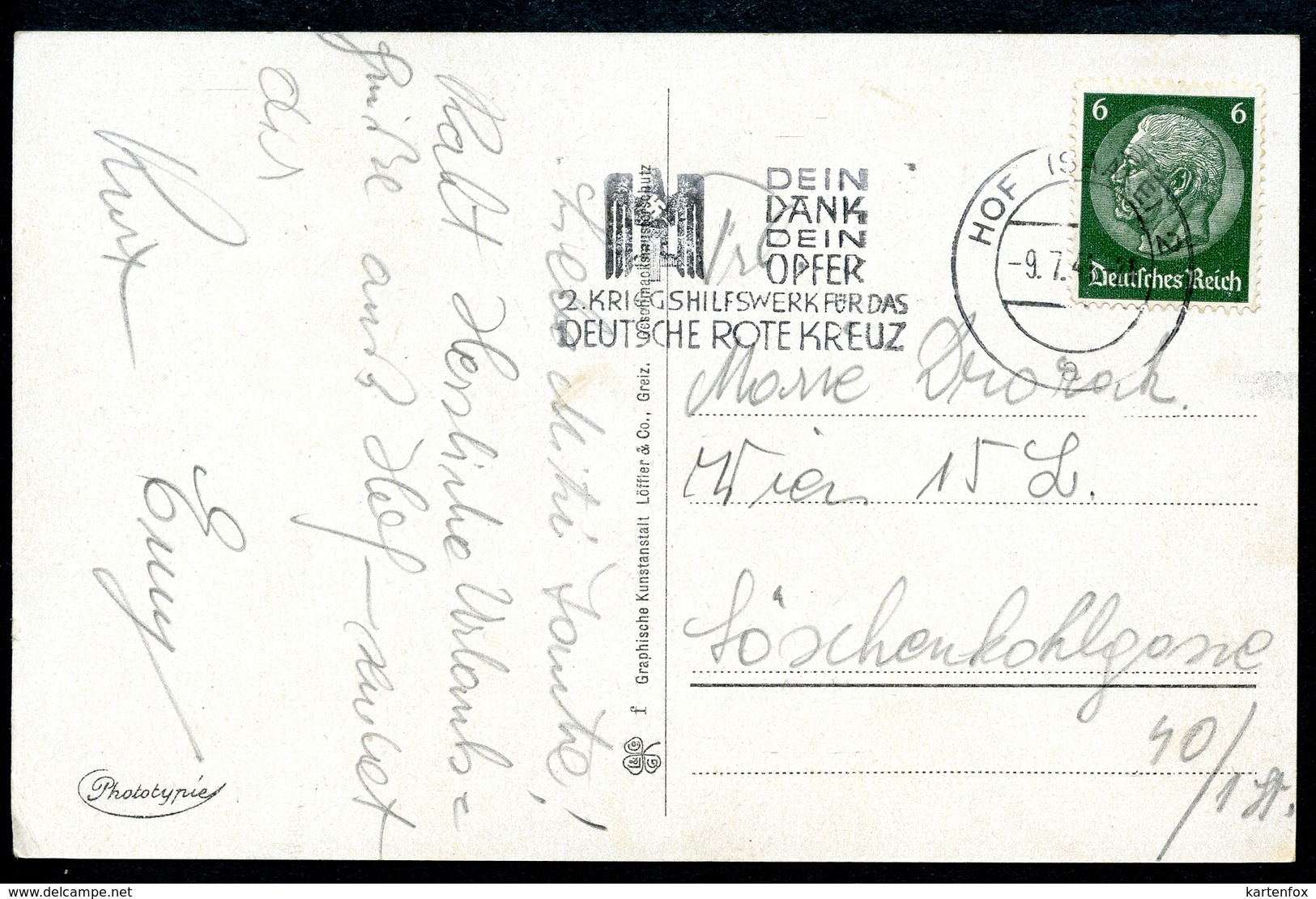 AK Hof In Bayern, 9.7.1941, Saale, Bayrische Ostmark,  Oberfranken - Hof