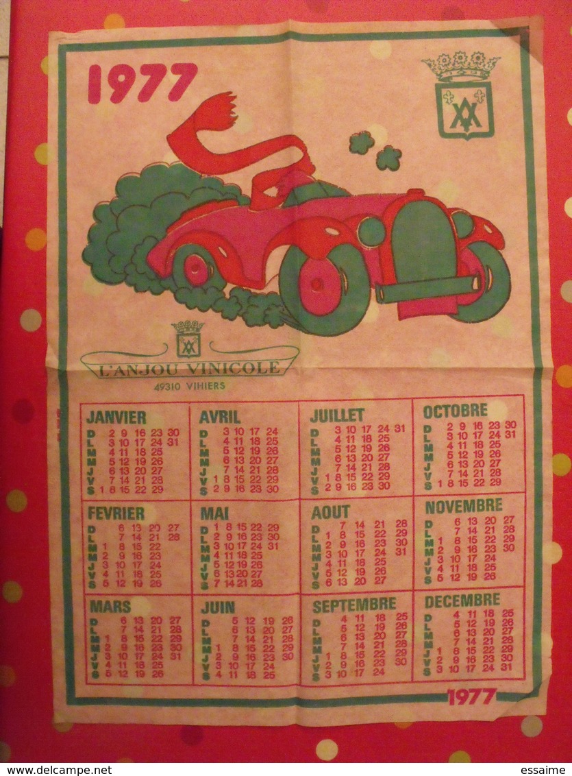 Affiche Calendrier 1977. L'anjou Vinicole, Vihiers Papier Indéchirable - Autres & Non Classés