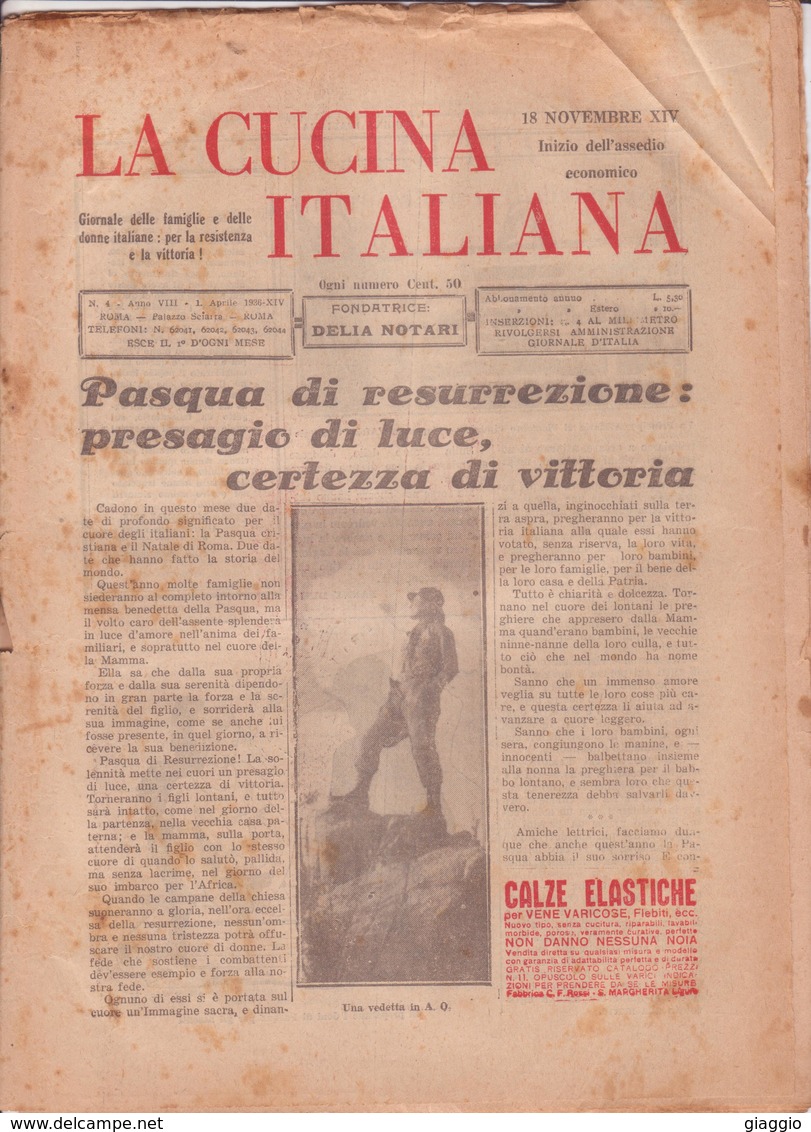 °°° La Cucina Italiana Roma 1936 Aprile N,4 A. 8  °°° - House, Garden, Kitchen