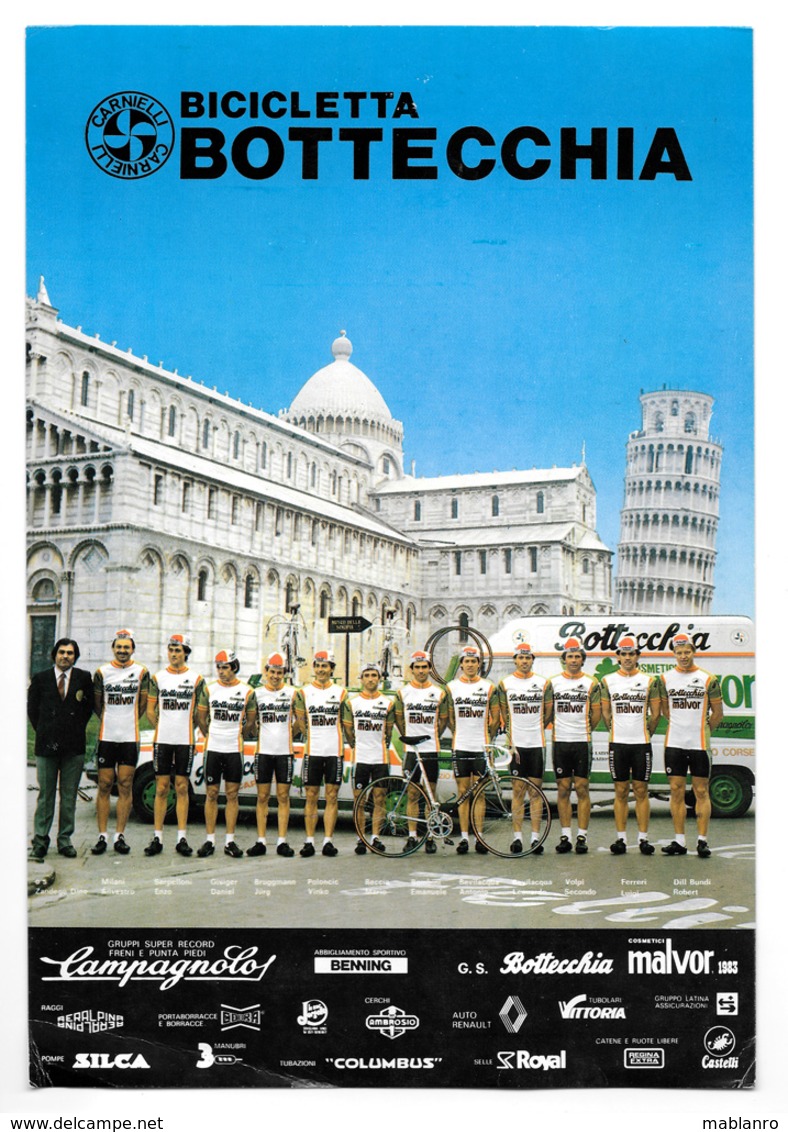 CARTE CYCLISME GROUPE TEAM MALVOR BOTTECCHIA 1983 FORMAT 17 X 24,5 - Radsport