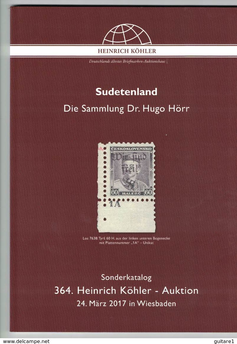 Sudetenland (Heinrich Köhler) - Catalogues De Maisons De Vente