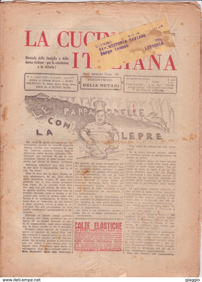 °°° La Cucina Italiana Roma 1936 Luglio N,7 A. 8  °°° - House, Garden, Kitchen