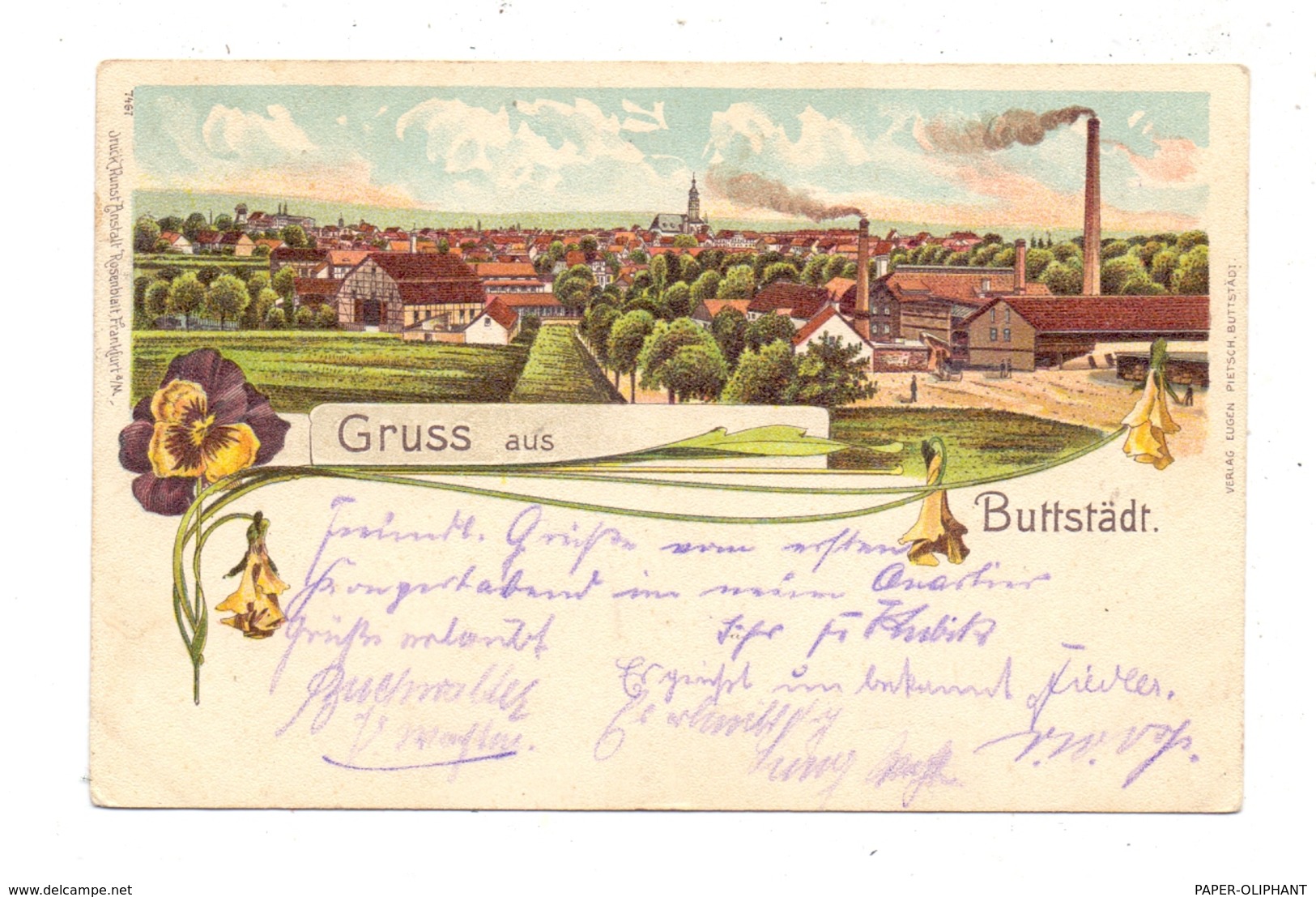 0-5232 BUTTSTÄDT, Lithographie, Gesamtansicht Mit Fabrik - Sömmerda