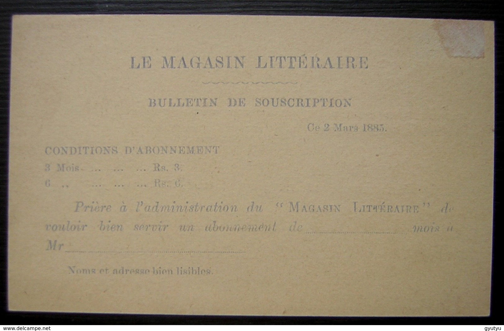Maurice 1885, Entier Postal Avec Repiquage Magasin Littéraire Au Petit Mauricien - Maurice (...-1967)