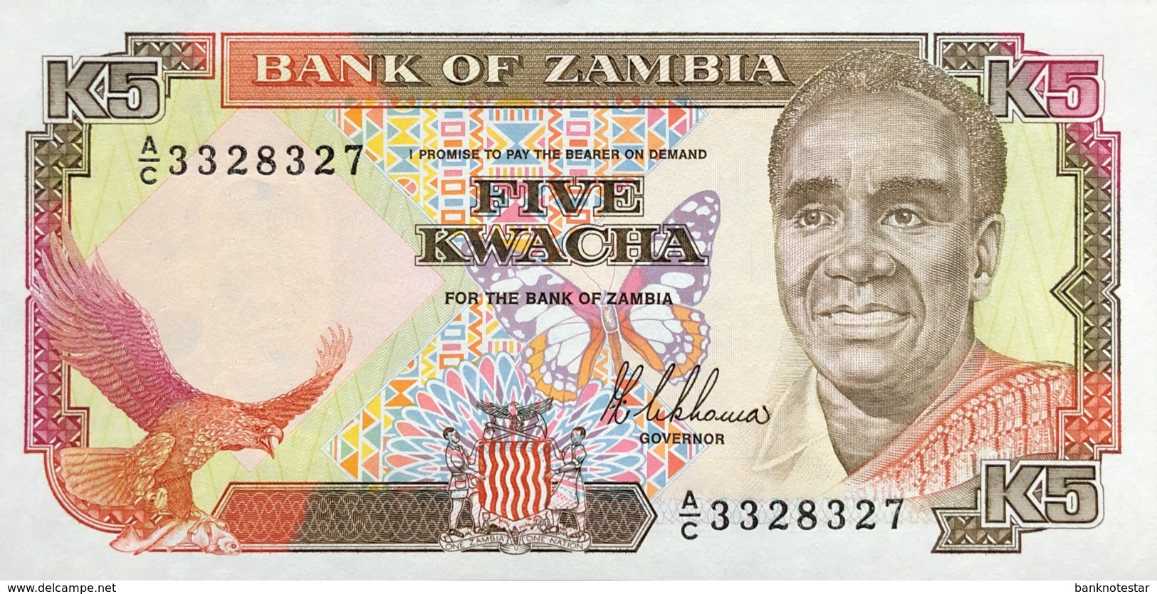 Zambia 5 Kwacha, P-30 (1989) - UNC - Signature 8 - Sambia