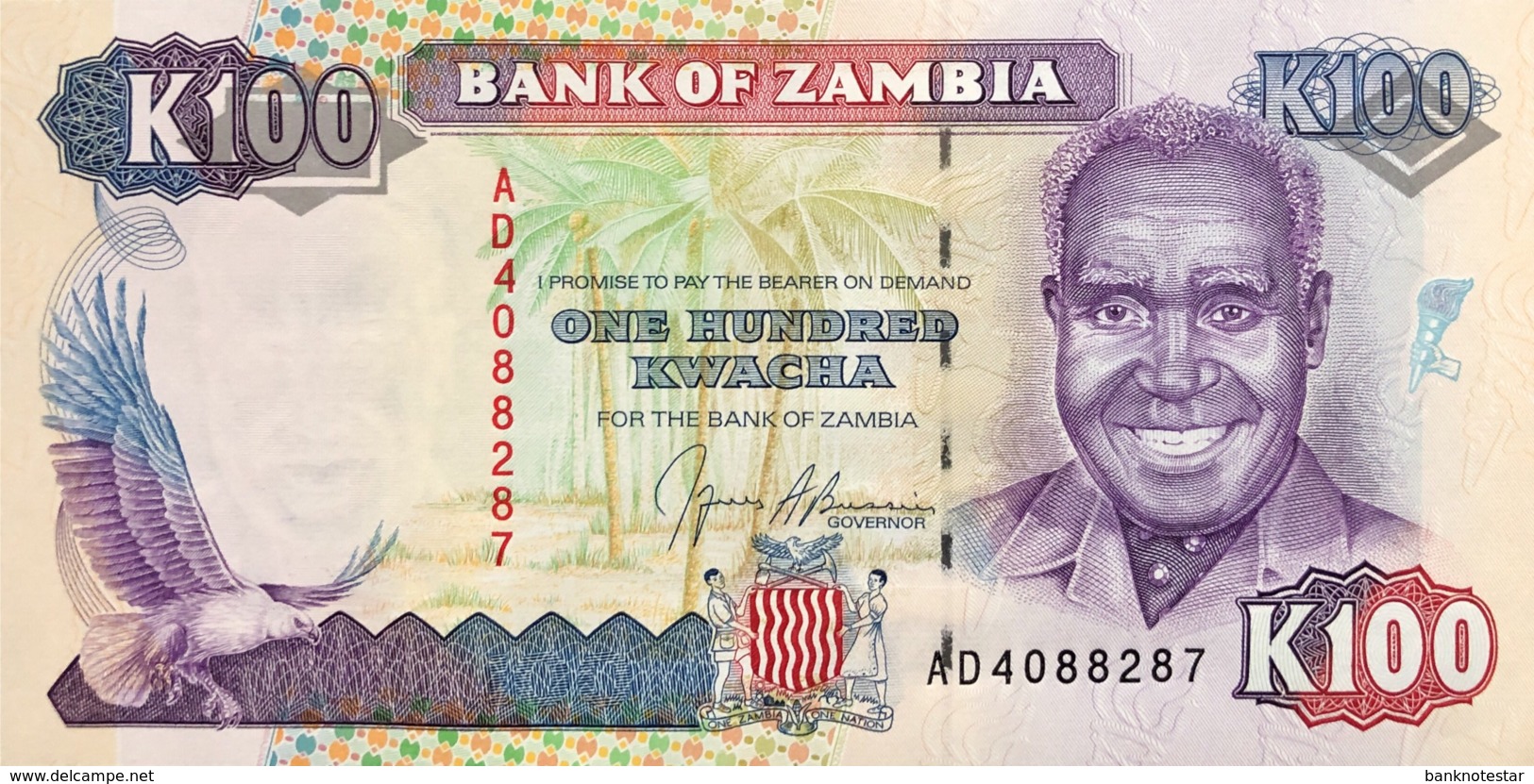 Zambia 100 Kwacha, P-34 (1991) - UNC - Signature 9 - Sambia
