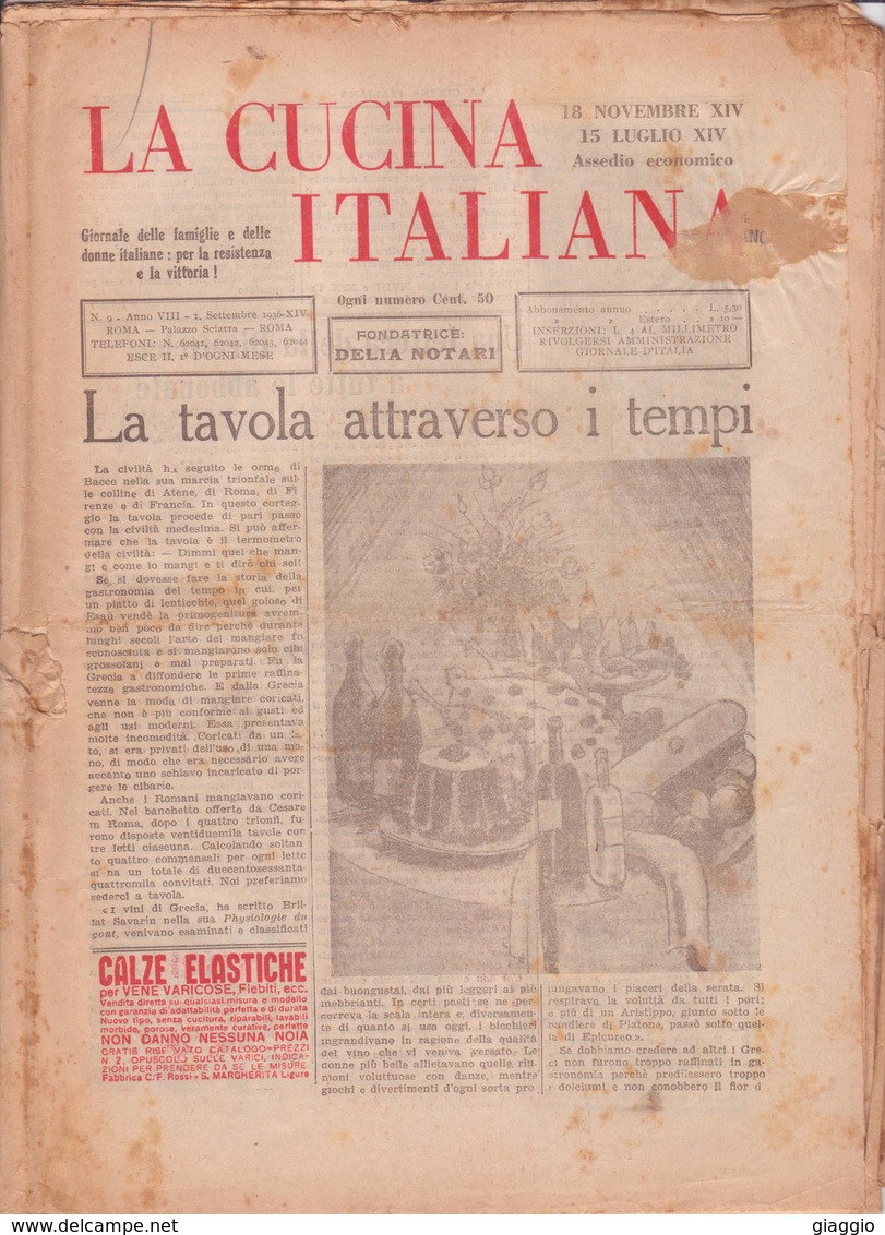 °°° La Cucina Italiana Roma 1936 Settembre N,9 A. 8  °°° - Maison, Jardin, Cuisine