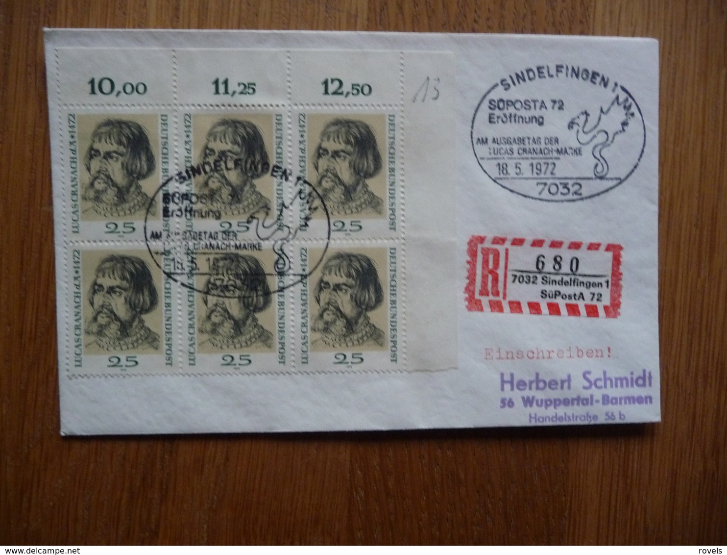 (S) DEUTSCHE BUNDESPOST DUITSLAND REGISTRED COVER 1972  SONDERSTEMPEL - Briefe U. Dokumente