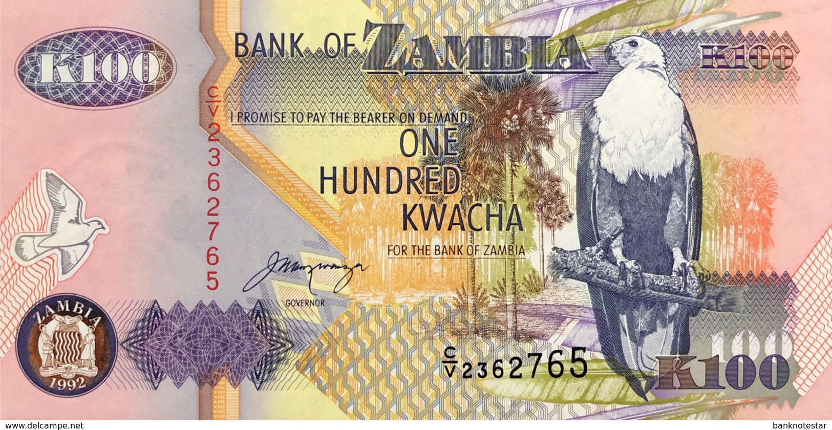 Zambia 100 Kwacha, P-38b (1992) - UNC - Signature 11 - Sambia