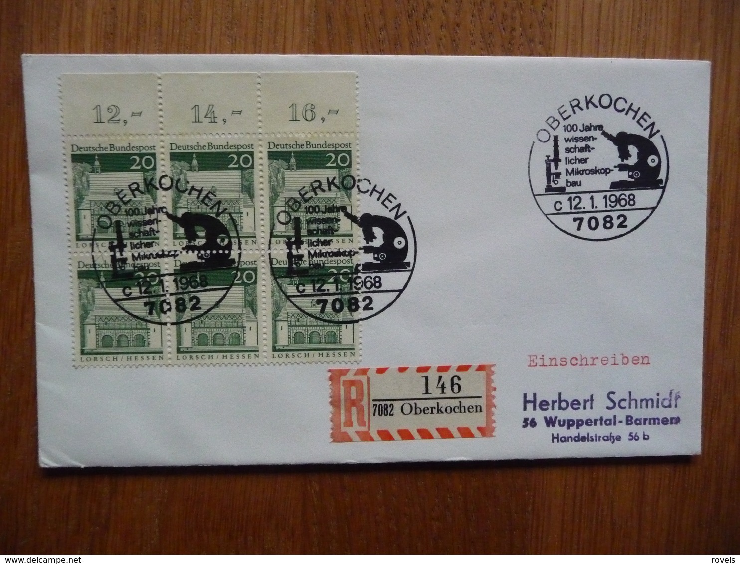 (S) DEUTSCHE BUNDESPOST DUITSLAND REGISTRED COVER 1968  SONDERSTEMPEL - Lettres & Documents