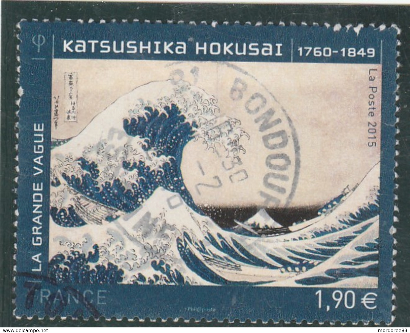 FRANCE 2015 LA GRANDE VAGUE OBLITERE A DATE  KATSUSHIKA HOKUSAI YT 4923 - - 2010-.. Matasellados