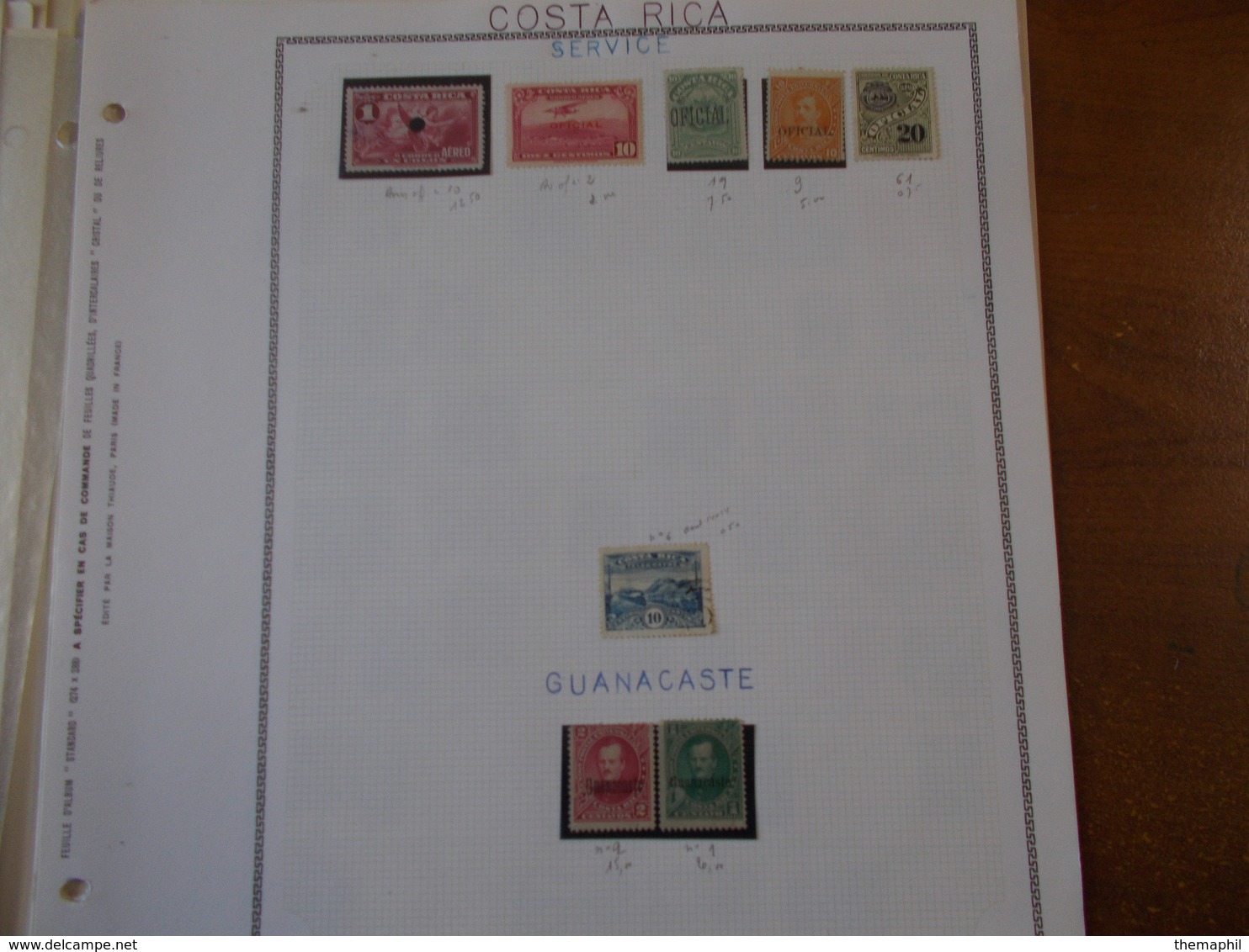 lot n° 611  BOLIVIE costa rica . sur page d'albums .. no paypal