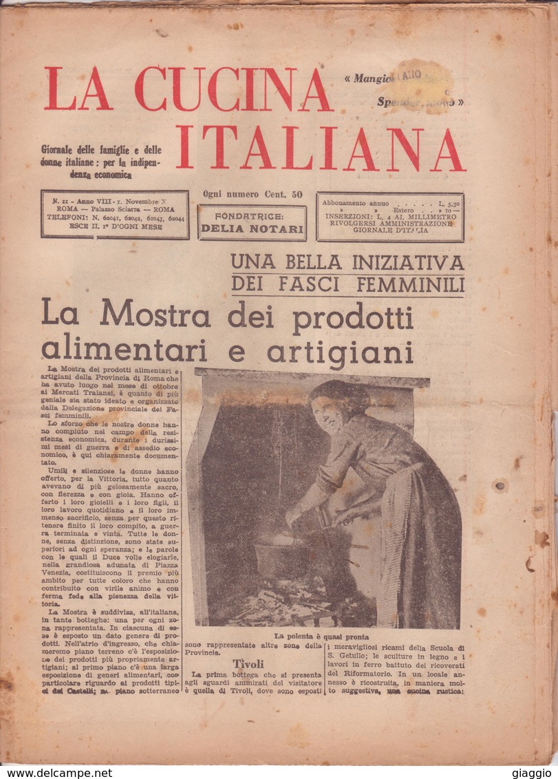 °°° La Cucina Italiana Roma 1936 Novembre N,11 A. 8  °°° - Casa, Giardino, Cucina