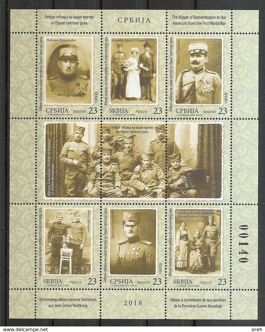 SERBIA 2018 , Album Of Remembrance To Our Ancestors From First World War Art Photography History ,SHEET,MNH - Guerre Mondiale (Première)