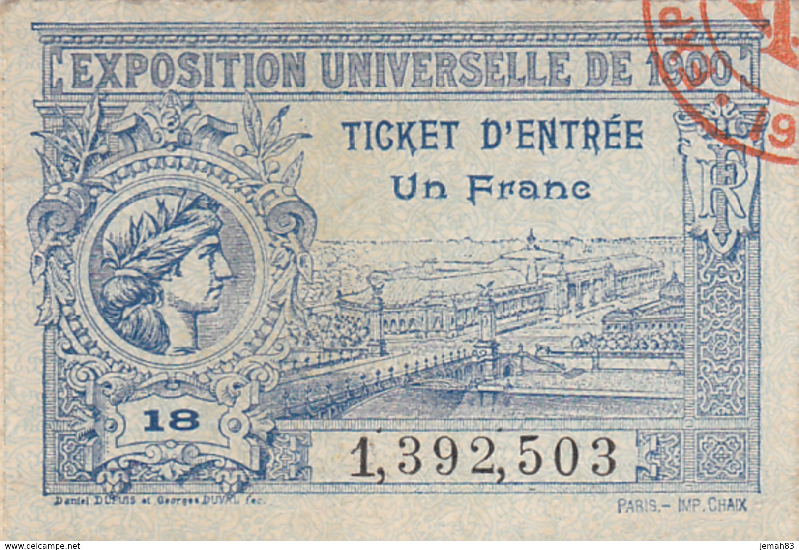 Ticket Entree Exposition Universelle De 1900 N°18 (LOT AE 23) - Tickets D'entrée