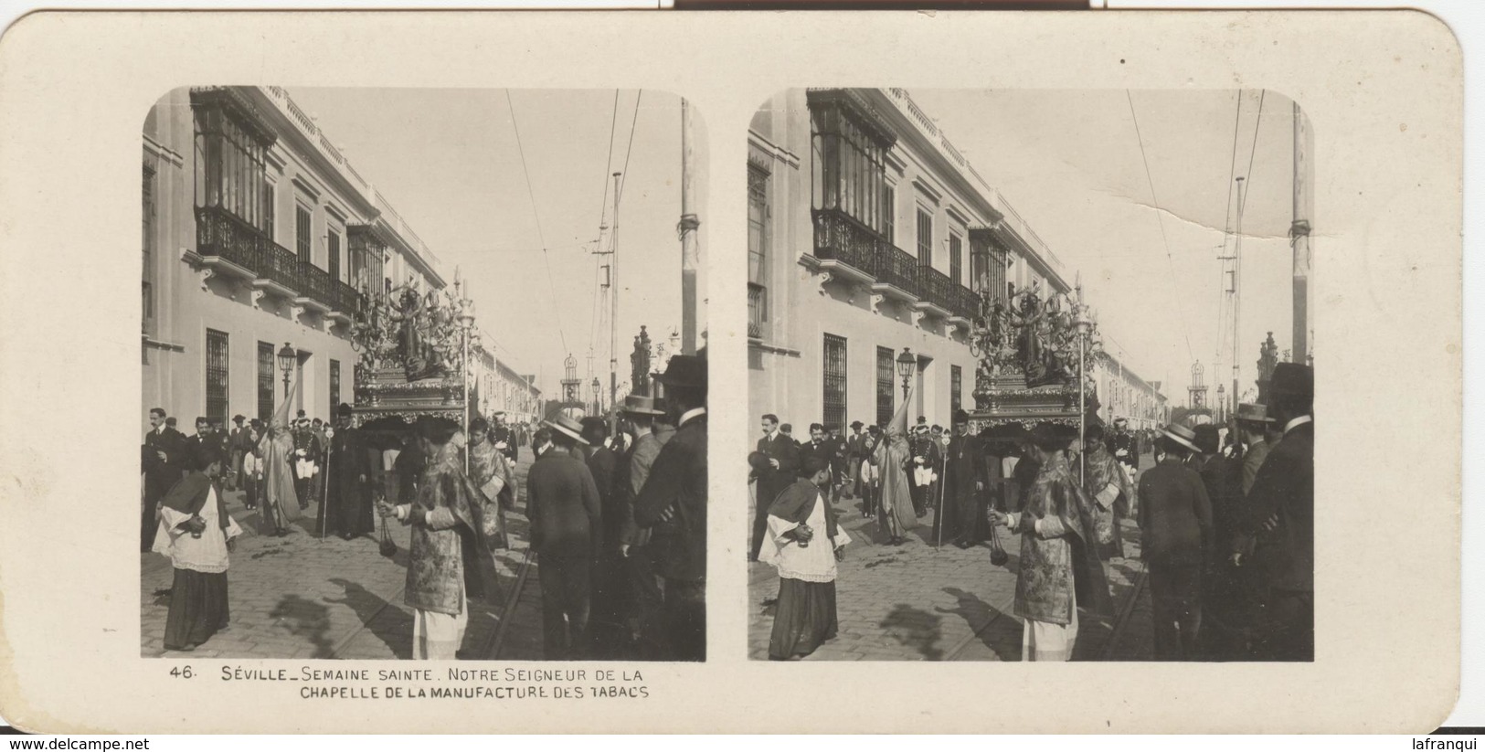 Ref A288 -photo Stereoscopique -stereo -espagne -espana -spain -seville -sevilla -andaloucia -penitents -semaine Sainte - Photos Stéréoscopiques