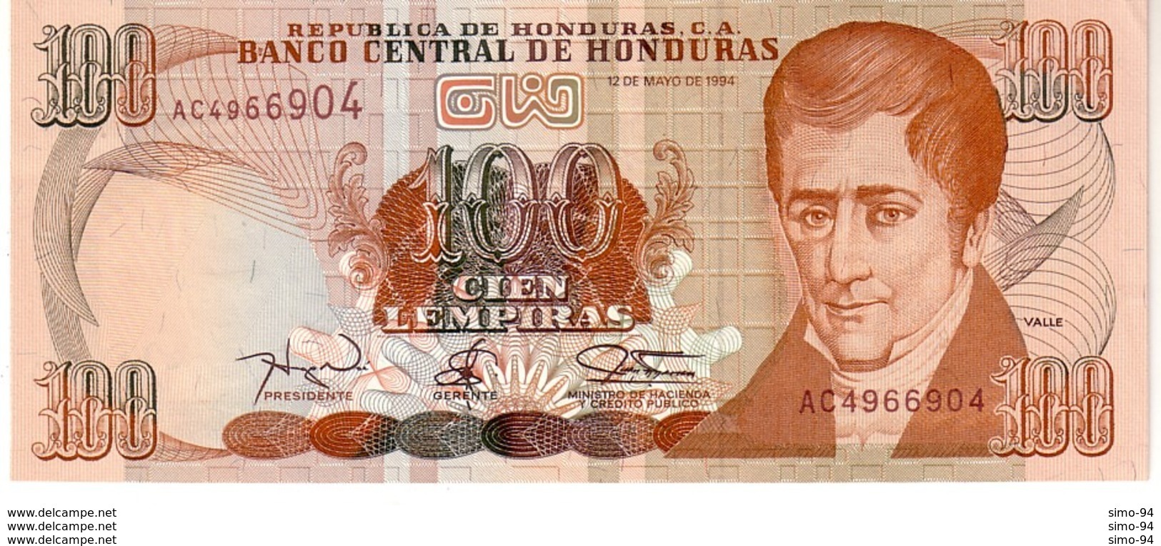 Honduras P.75c 100 Lempiras  1994  Unc - Honduras