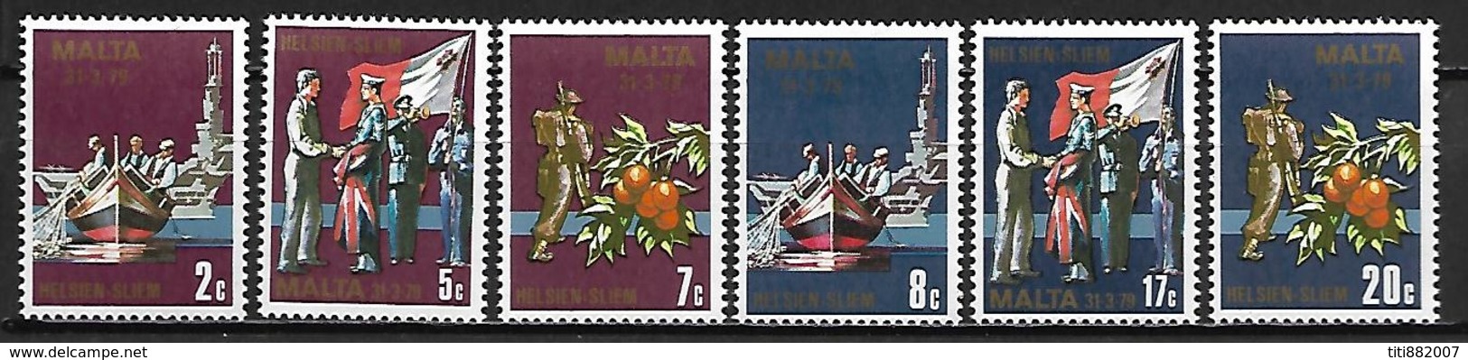 MALTE    -   1979 .   Y&T N° 577 à 582 **.   Soldats, Canot, Bateau De Guerre, Olivier.    Série Complète - Malta