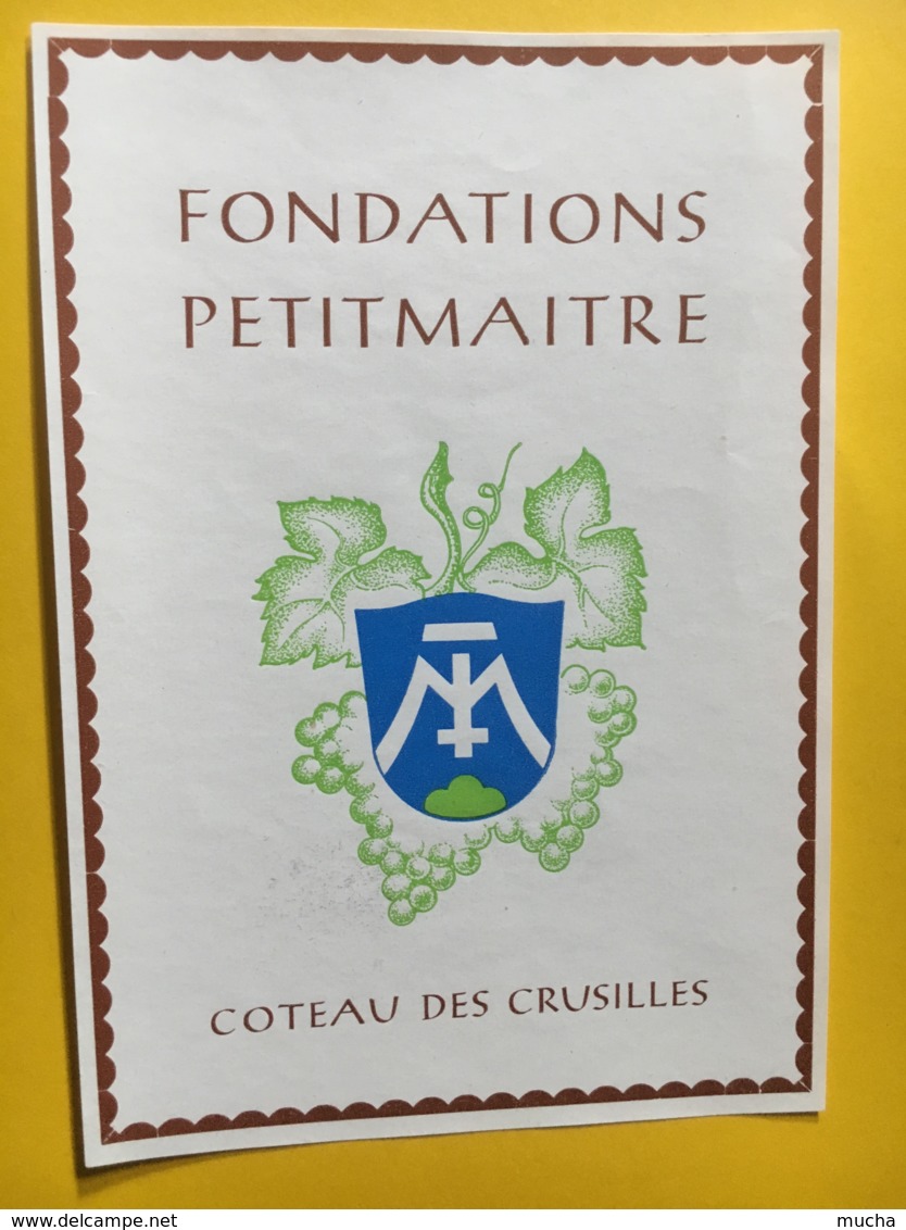 9210  - Rare Fondations Petitmaitre Coteau Des Crusilles Suisse - Autres & Non Classés