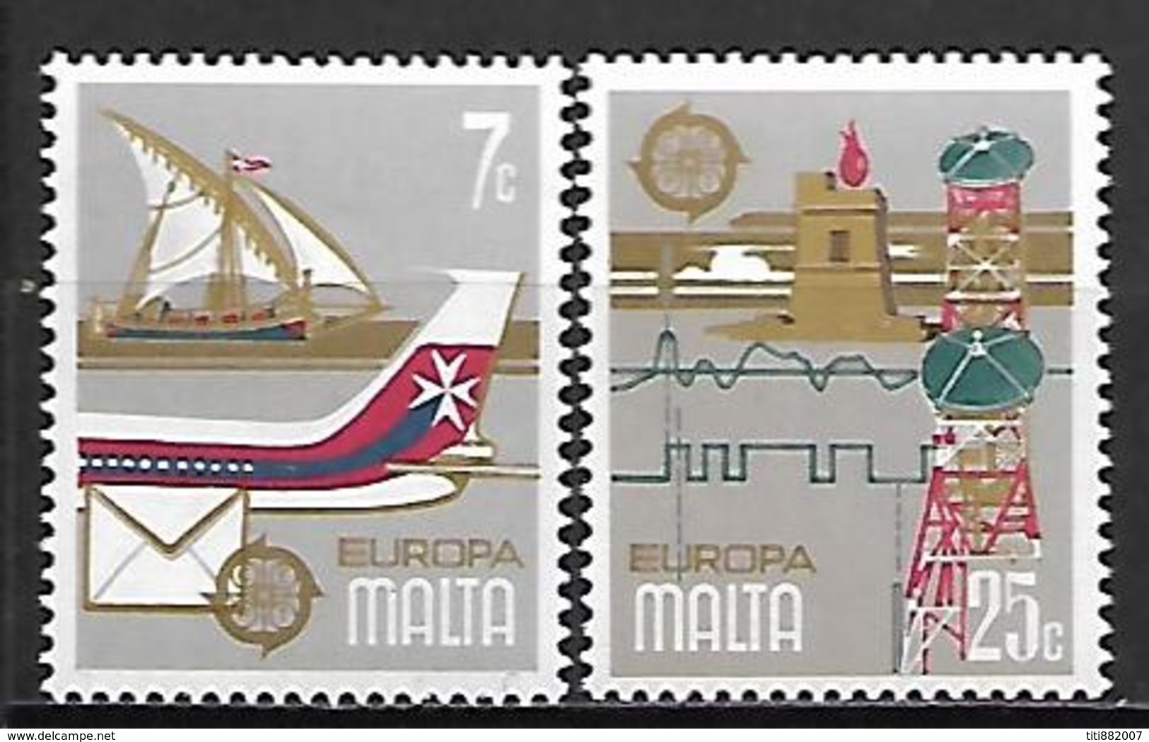 MALTE    -   1979 .   Y&T N° 583 / 584 **.   EUROPA  .   Bateau  /  Avion  /  Poste.   Série Complète - Malte