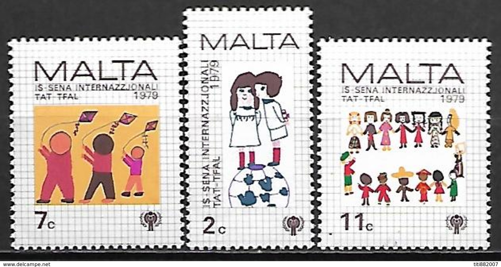 MALTE    -   1979 .   Y&T N° 585 à 587 **.   Année De L'enfant /  Dessins.     Série Complète - Malte