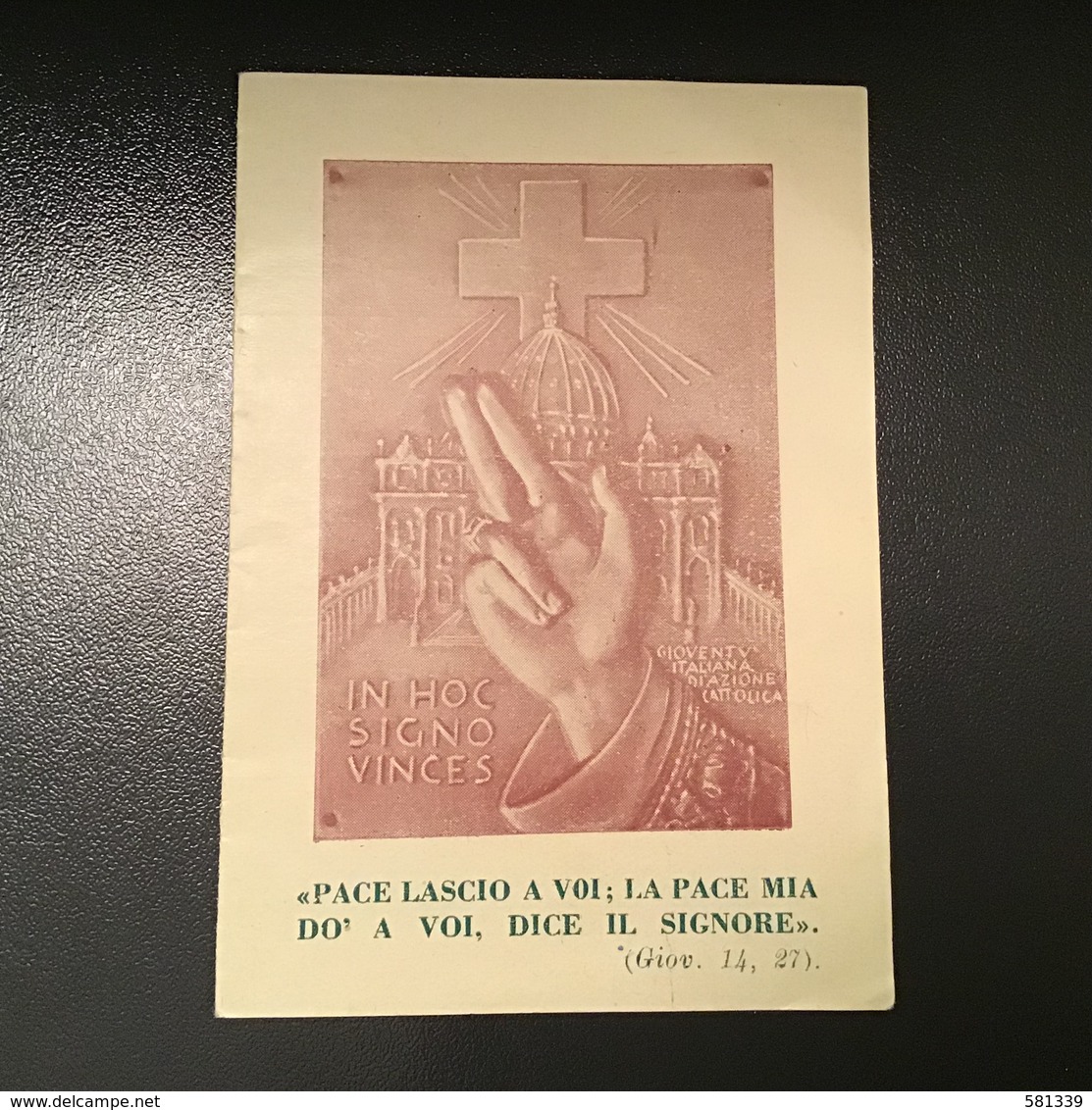 Antico Santino Holy Card “ TRIPLICE SEGNO DELLA CROCE , DELLA CHIESA E DEL PAPA“ - Santini