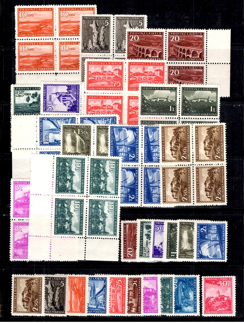 Slovénie Laibach/Occupation Allemande Michel N° 45/60 Complet * + Plusieurs Blocs De 4 ** MNH. TB. A Saisir! - Occupation 1938-45