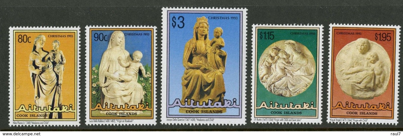 AITUTAKI 1993 - Noël 93, Art Vierge Et L'enfant Sculptures - 5 Val Neufs // Mnh // CV €15 - Aitutaki