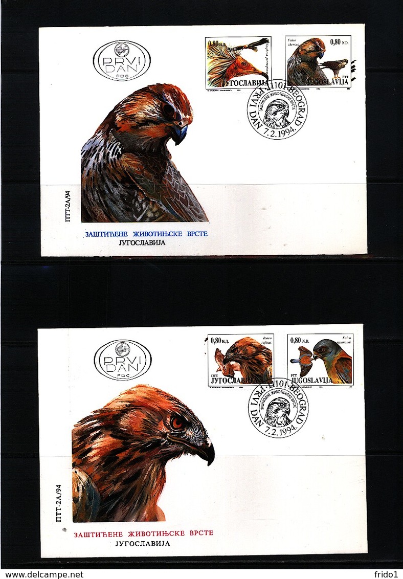 Yugoslavia / Jugoslawien / Yougoslavie 1993 Birds Of Prey FDC - Adler & Greifvögel