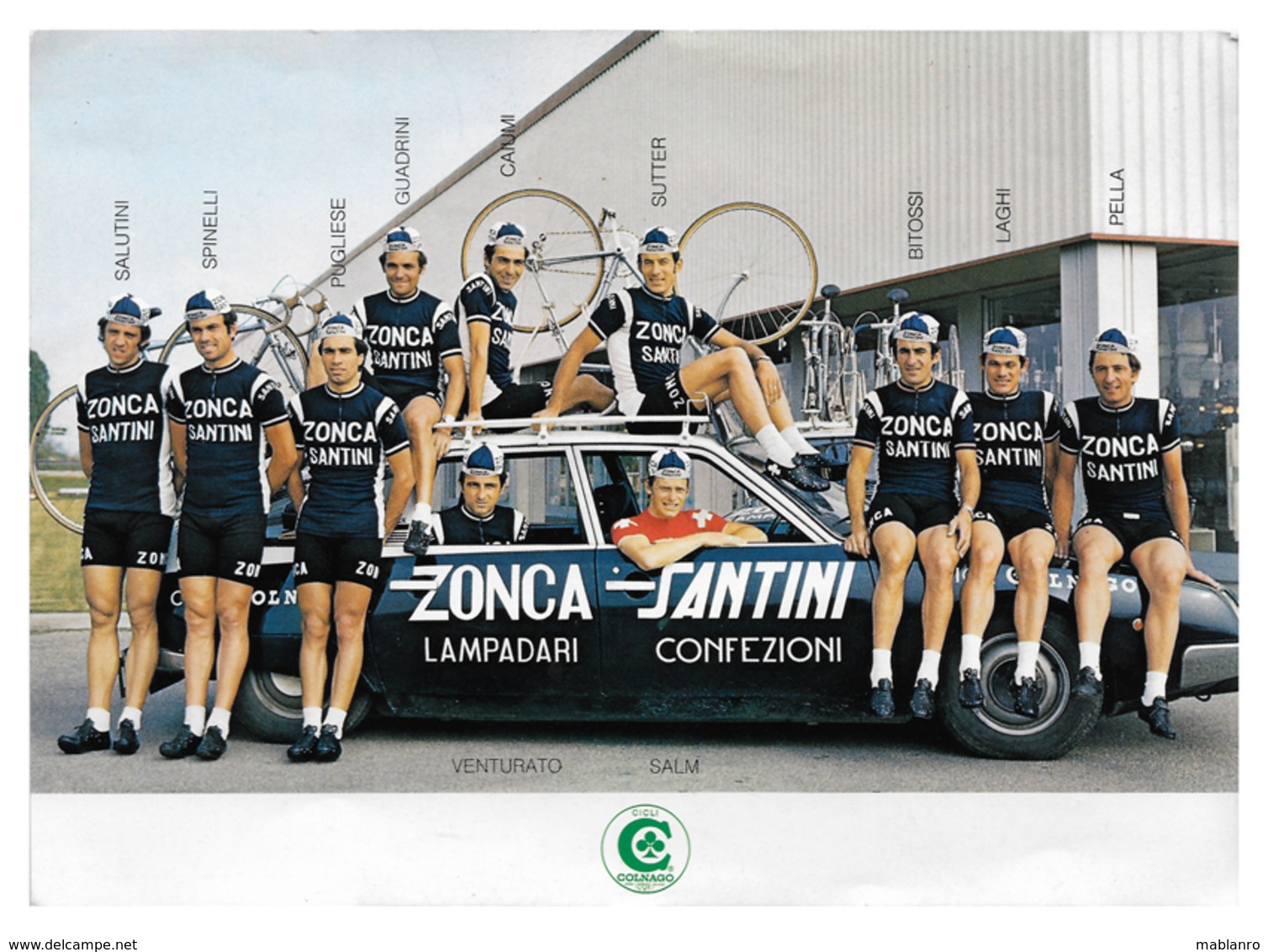 CARTE CYCLISME GROUPE TEAM ZONCA SANTINI 1976 FORMAT 15 X 20,5 - Cyclisme