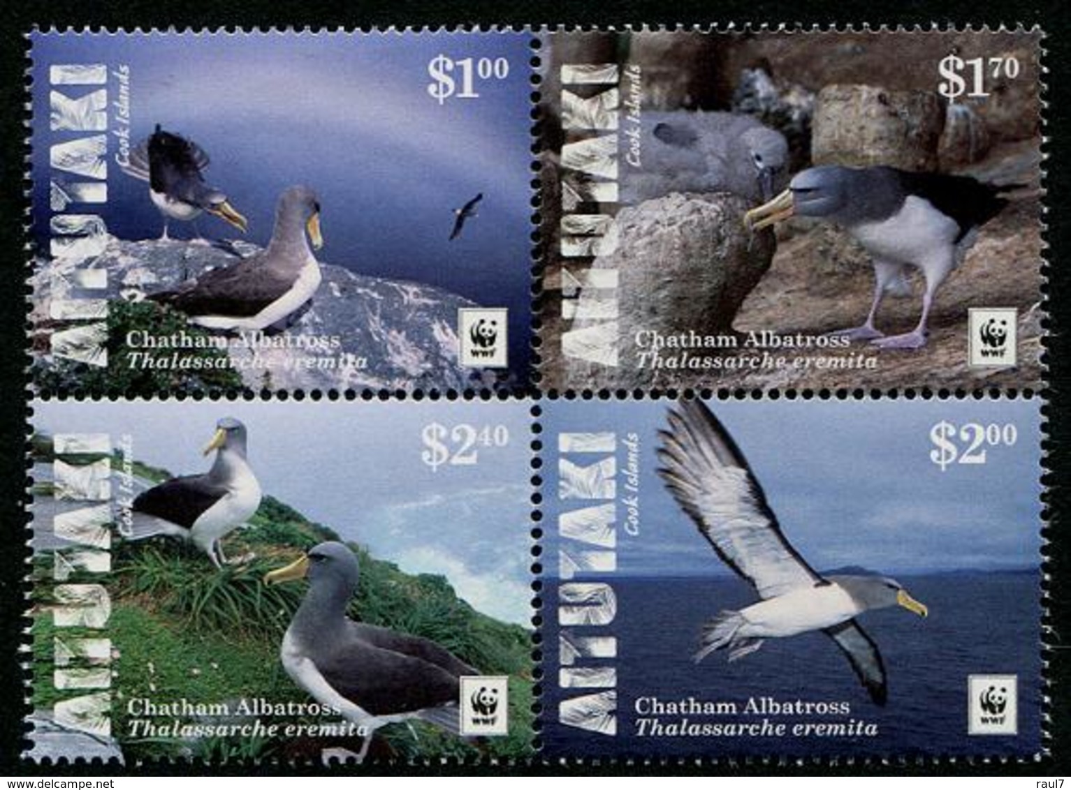 AITUTAKI 2016 - Faune En Danger, Albatros, Wwf - 4 Val Marges En Couleur Neufs // Mnh - Aitutaki